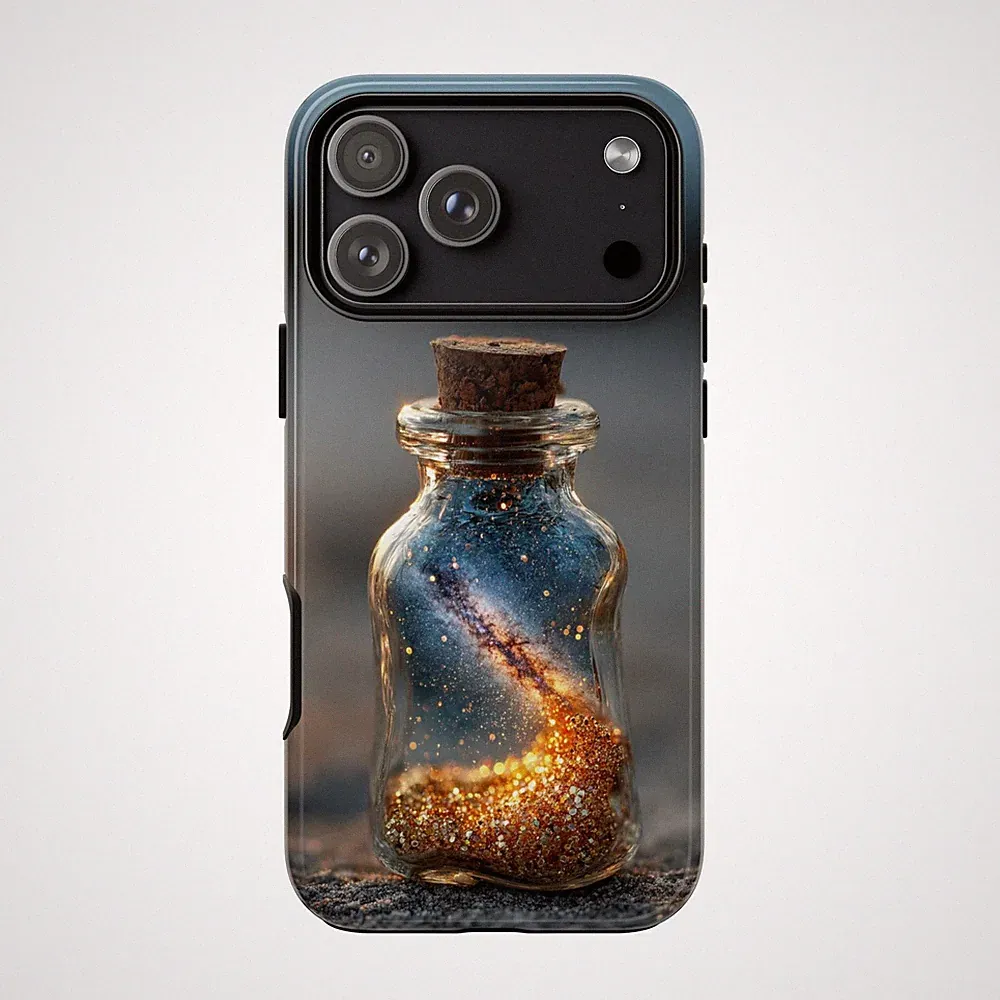 Phone Ink - iPhone/Galaxy/Pixel - Tough Case - Cosmic Dust Glass Bottle