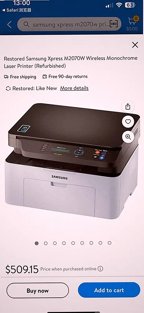 Samsung Xpress M2070W Printer Monochrome Laser Copier Wireless Tested Works